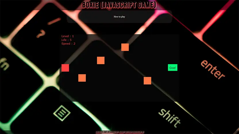 Fun JavaScript game where you have to avoid getting hit by enemy objects