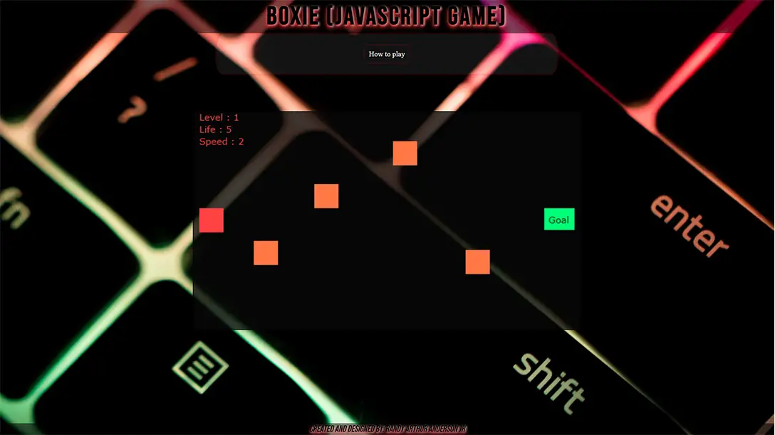 Main page for playing the game