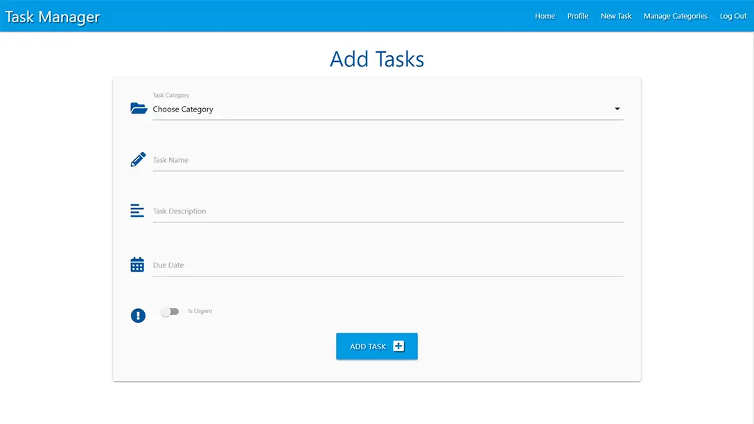Add new task section for Task Manager